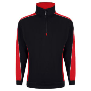 ORN 1288 Avocet quarter zip sweatshirt in the Colour Black And Red