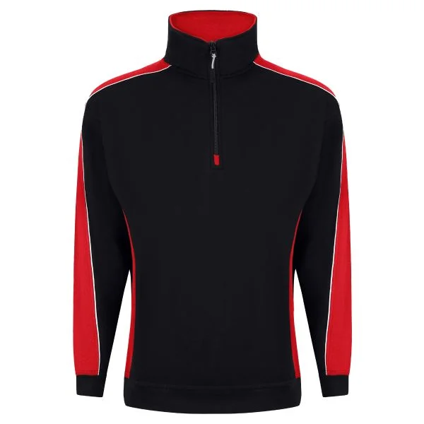 ORN 1288 Avocet Quarter Zip Sweatshirt Black Red Product Image
