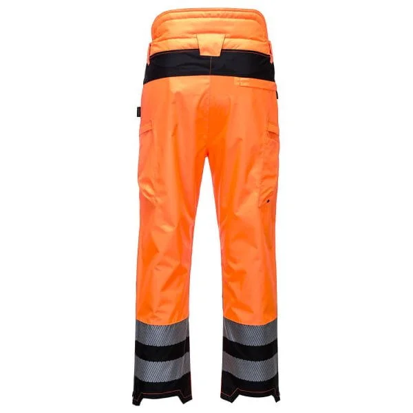 Portwest PW342 Hi Vis Extreme Rain Trousers Orange Black Back Product Image