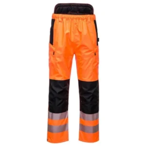 Portwest PW342 Hi Vis Extreme Rain Trousers Orange Black Product Image