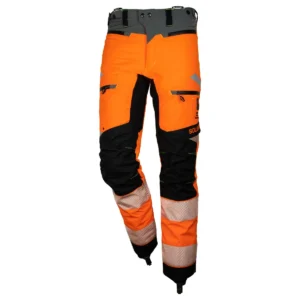 Solidur ULTRALIGHT 1C mens chainsaw trousers in the colour hi-vis orange Product Image