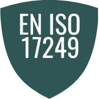 EN ISO 17249 safety standard label for safety footwear with resistance to chainsaw cutting