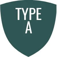 Type A chainsaw protection label - part of EN 11393 - for clothing with front protection against chainsaws