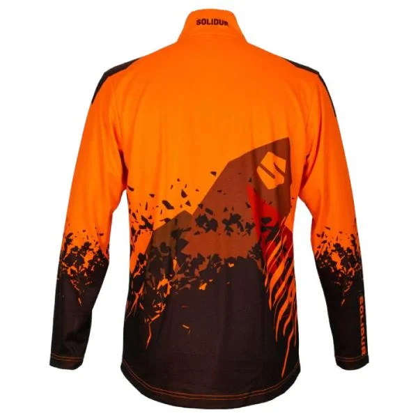 Solidur TSSM long sleeve t-shirt in the colour orange - from the back - Product Image