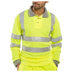 Beeswift hi-vis polo shirt BPKSLSENSY with long sleeves in the colour saturn yellow Product Image